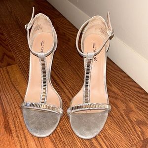 Silver rhinestone heels